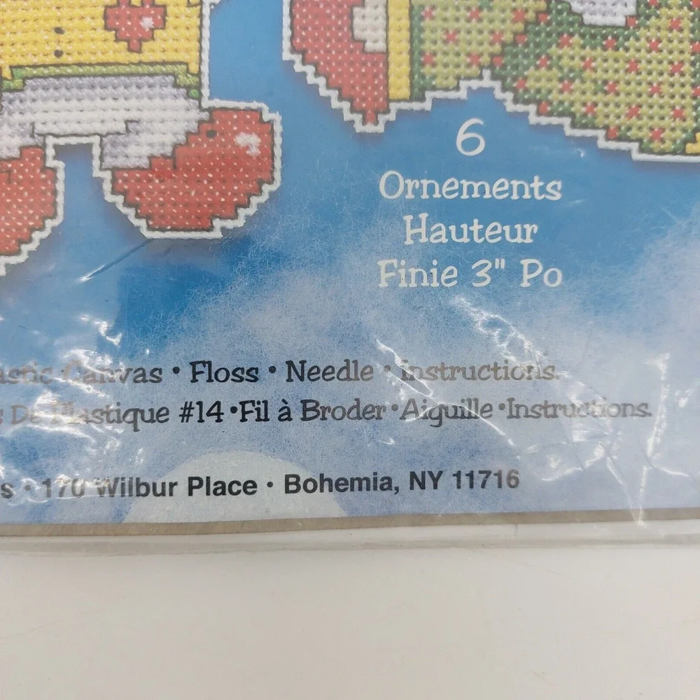 Design Works Plastic Canvas 6 Ornament Kit Opened Package 14 Ct Snowman Holiday